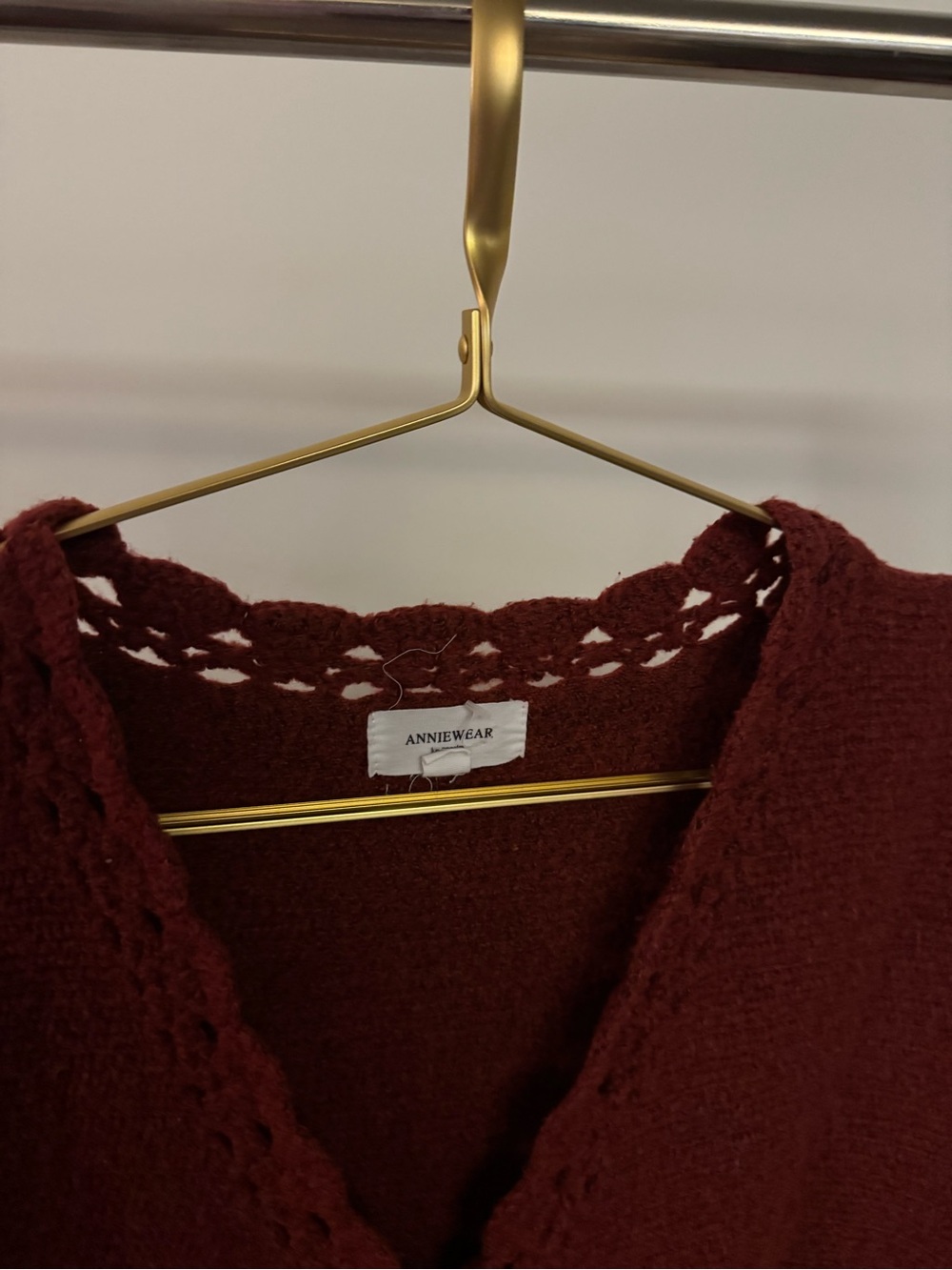 Women's V-Neck Knit Sweater Vest - Burgundy